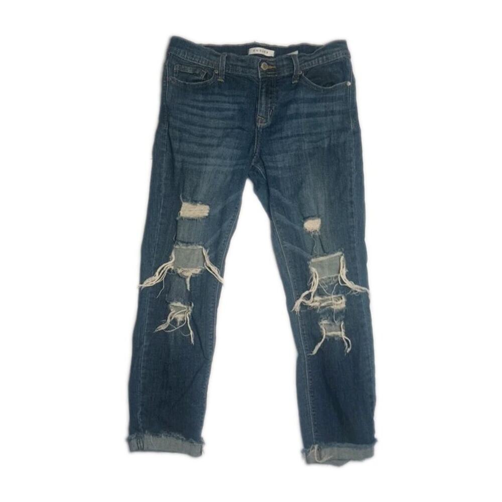 Eunina Sasha Low Rise Skinny Cigarette Jeans Dark Wash Distressed Womens Sz 11